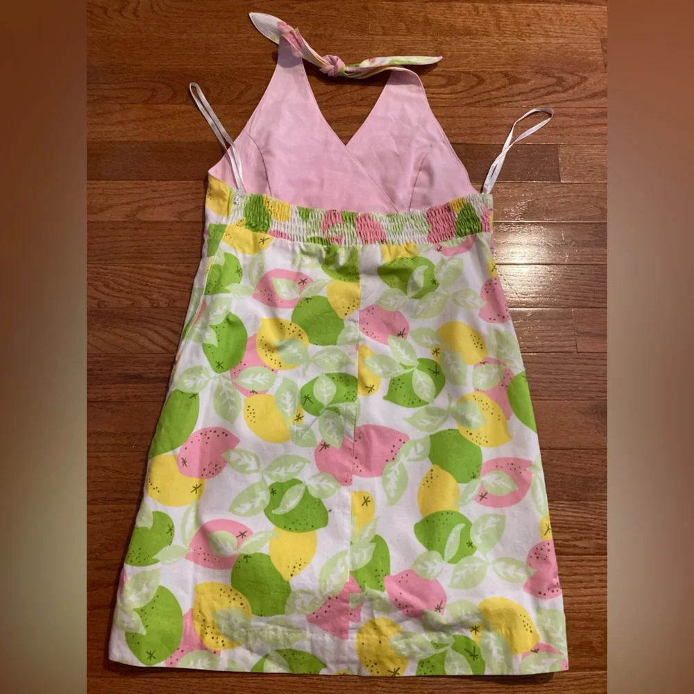 🍋Lilly Pulitzer Lemon Halter Dress Vintage White Label Girls Size 14 - Picture 3 of 8